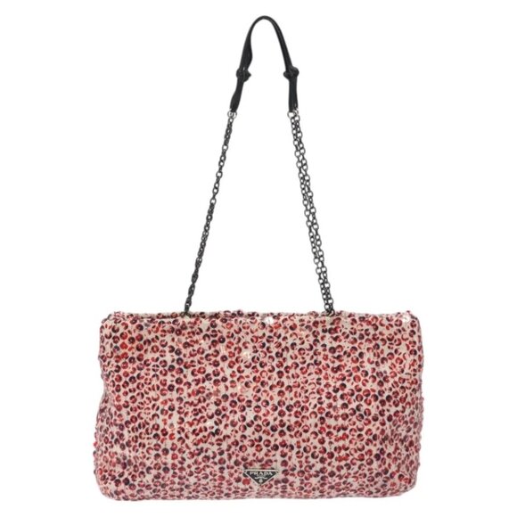 PRADA Shoulder Bag Sequin Red Auth 127445V - Picture 6 of 15